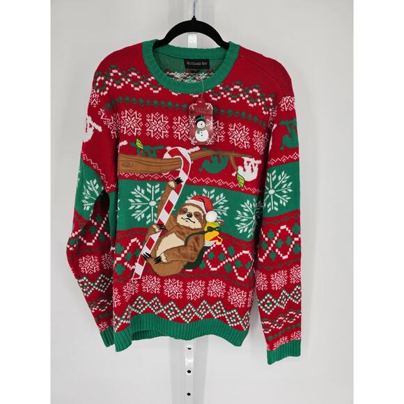 NWT Blizzard Bay Women's Sloth Crew Neck Ugly Christmas Sweater Size L - Picture 1 of 4